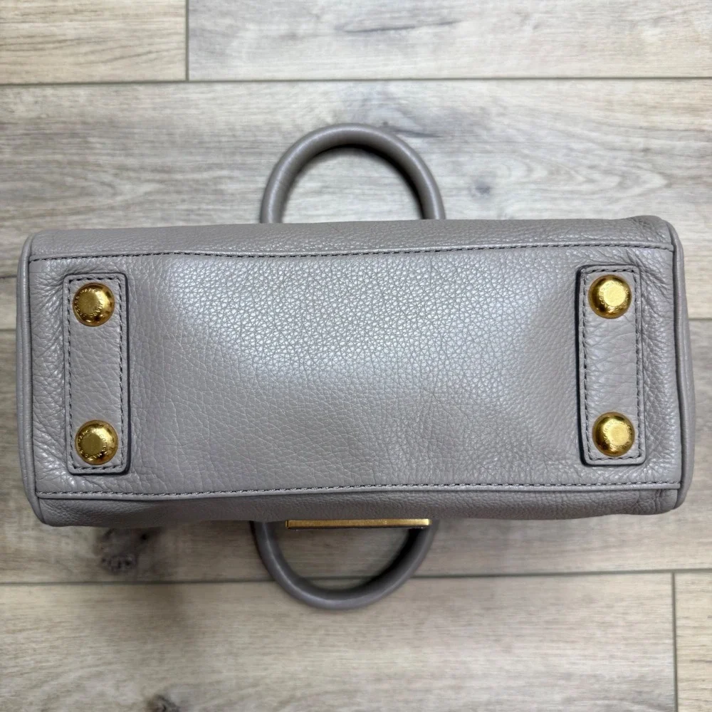 Marc by Marc Jacobs Too Hot To Handle Grey Gold Leather Satchel Handbag Purse - Picture 7 of 15